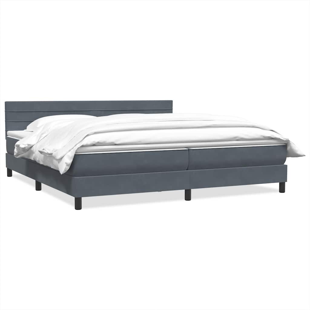 Κρεβάτι Boxspring με Στρώμα Σκούρο Γκρι 180x210 εκ. Βελούδινο