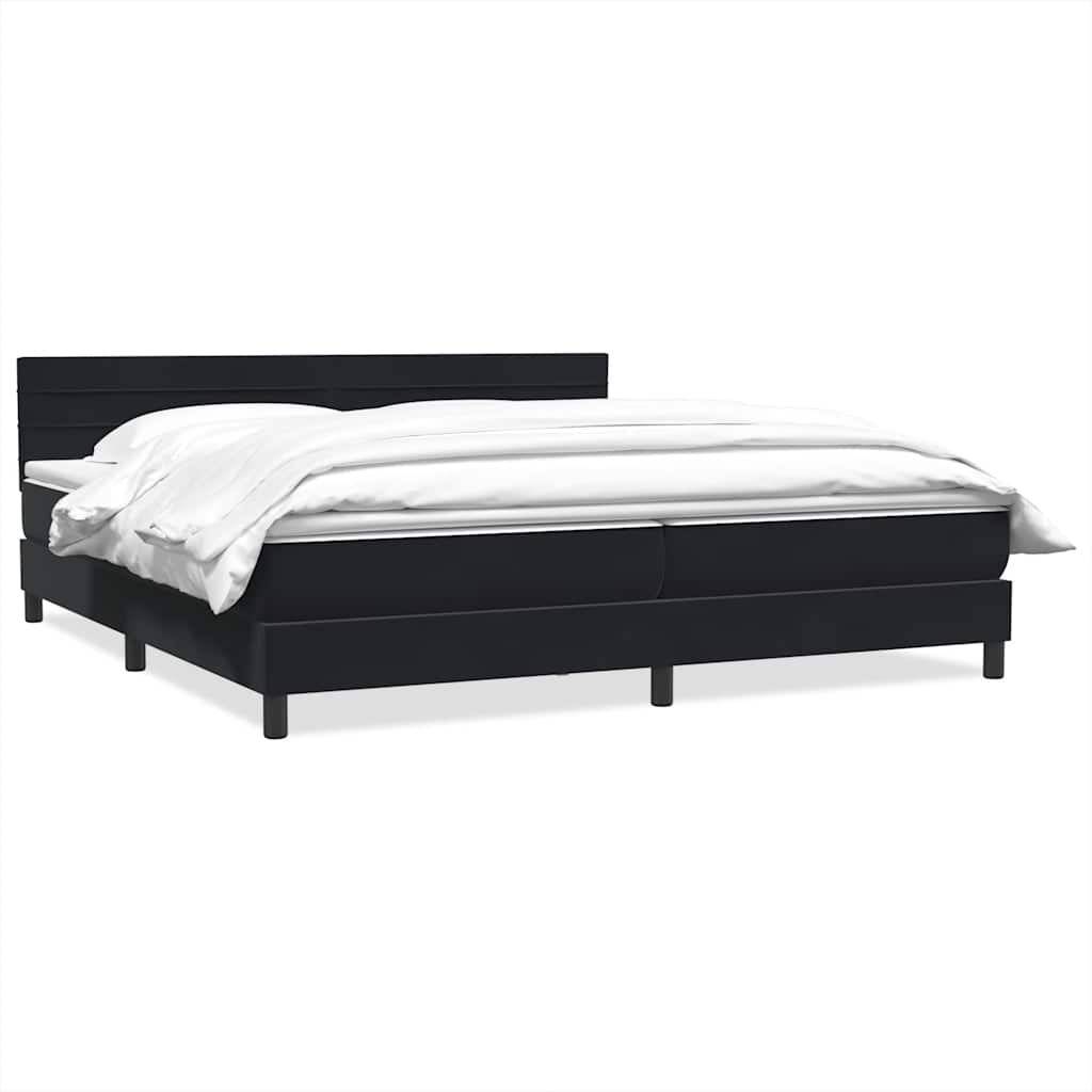 Κρεβάτι Boxspring με Στρώμα Μαύρο 180x210 εκ. Βελούδινο