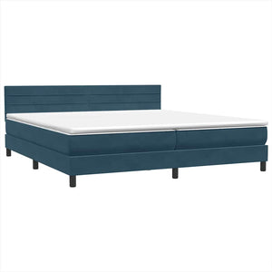 Κρεβάτι Boxspring με Στρώμα Σκούρο Μπλε 180x210 εκ. Βελούδινο - Pakobazaar