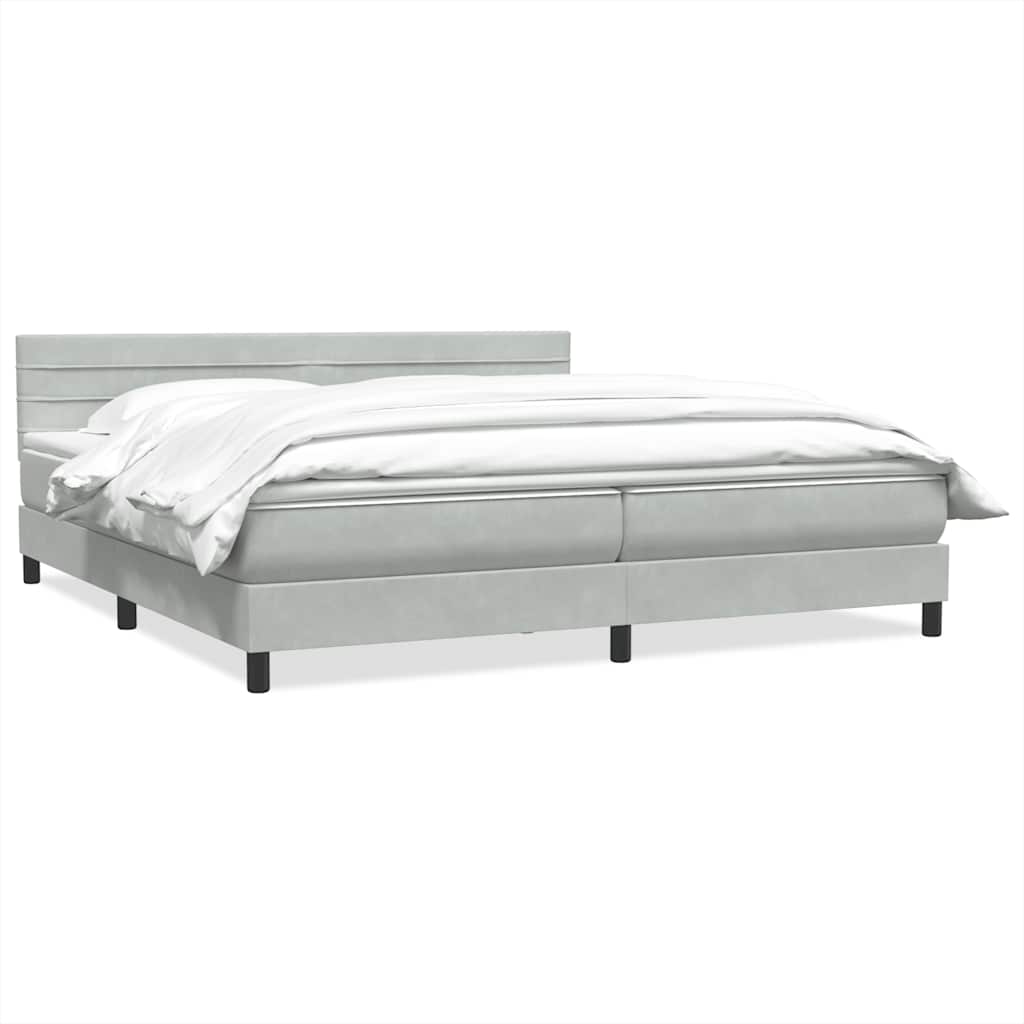 Box Spring κρεβάτι με στρώμα ανοιχτό γκρι 200x210 cm Βελούδινο - Pakobazaar