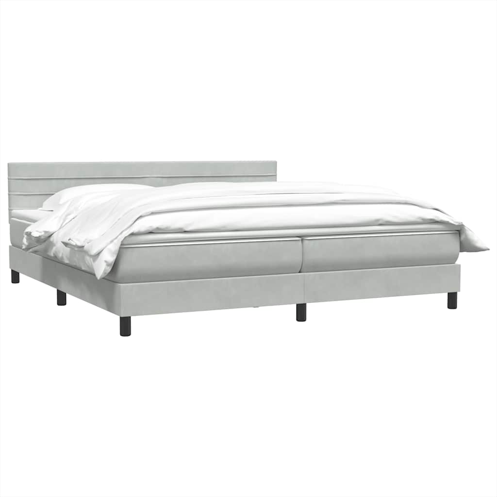 Box Spring κρεβάτι με στρώμα ανοιχτό γκρι 200x210 cm Βελούδινο - Pakobazaar