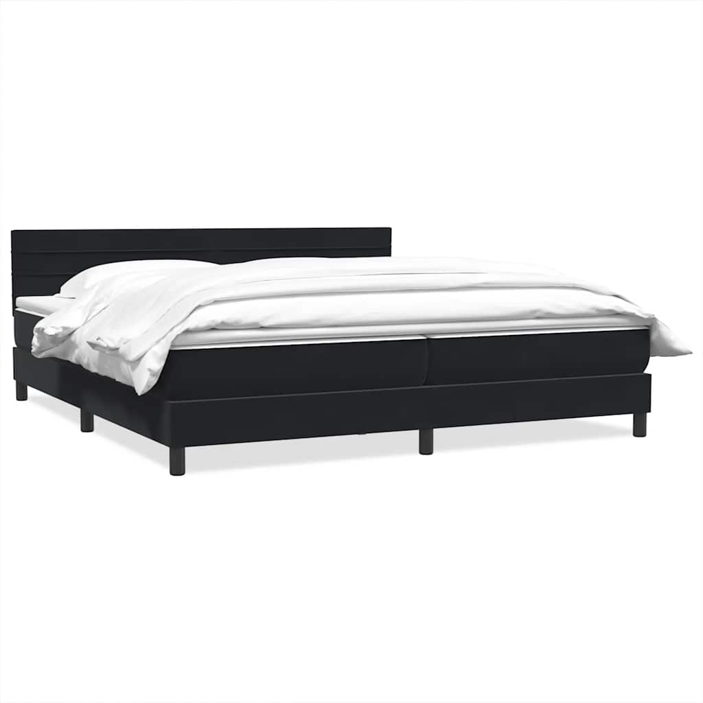 Κρεβάτι Boxspring με Στρώμα Μαύρο 200x210 εκ. Βελούδινο - Pakobazaar