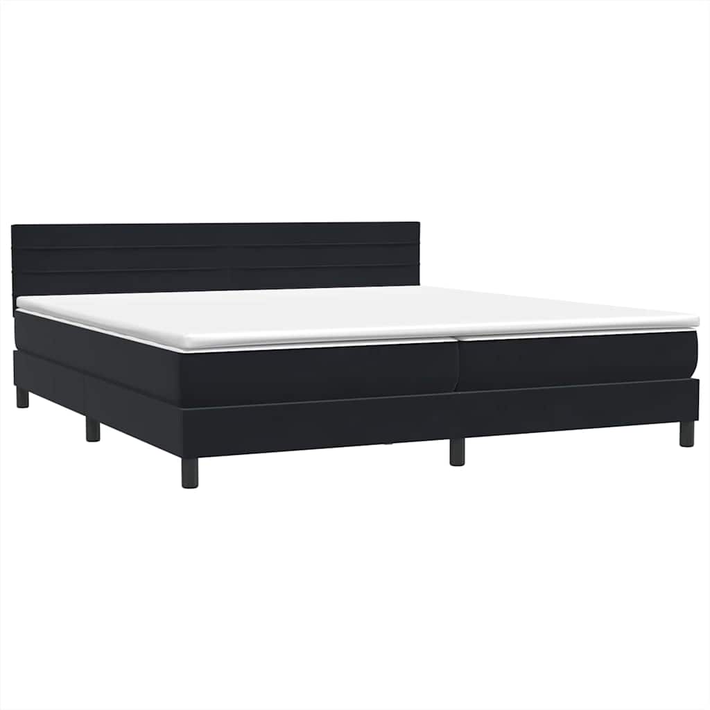 Κρεβάτι Boxspring με Στρώμα Μαύρο 200x210 εκ. Βελούδινο - Pakobazaar