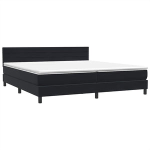 Κρεβάτι Boxspring με Στρώμα Μαύρο 200x210 εκ. Βελούδινο - Pakobazaar