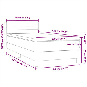 Κρεβάτι Boxspring με Στρώμα Ροζ 80x220 εκ. Βελούδινο
