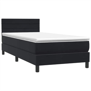Κρεβάτι Boxspring με Στρώμα Μαύρο 90x220 εκ. Βελούδινο