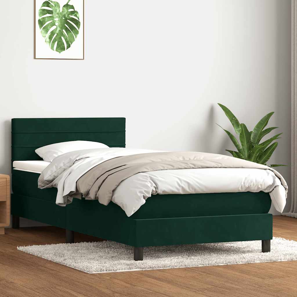 Box Spring κρεβάτι με στρώμα σκούρο πράσινο 90x220 cm Velvet - Pakobazaar