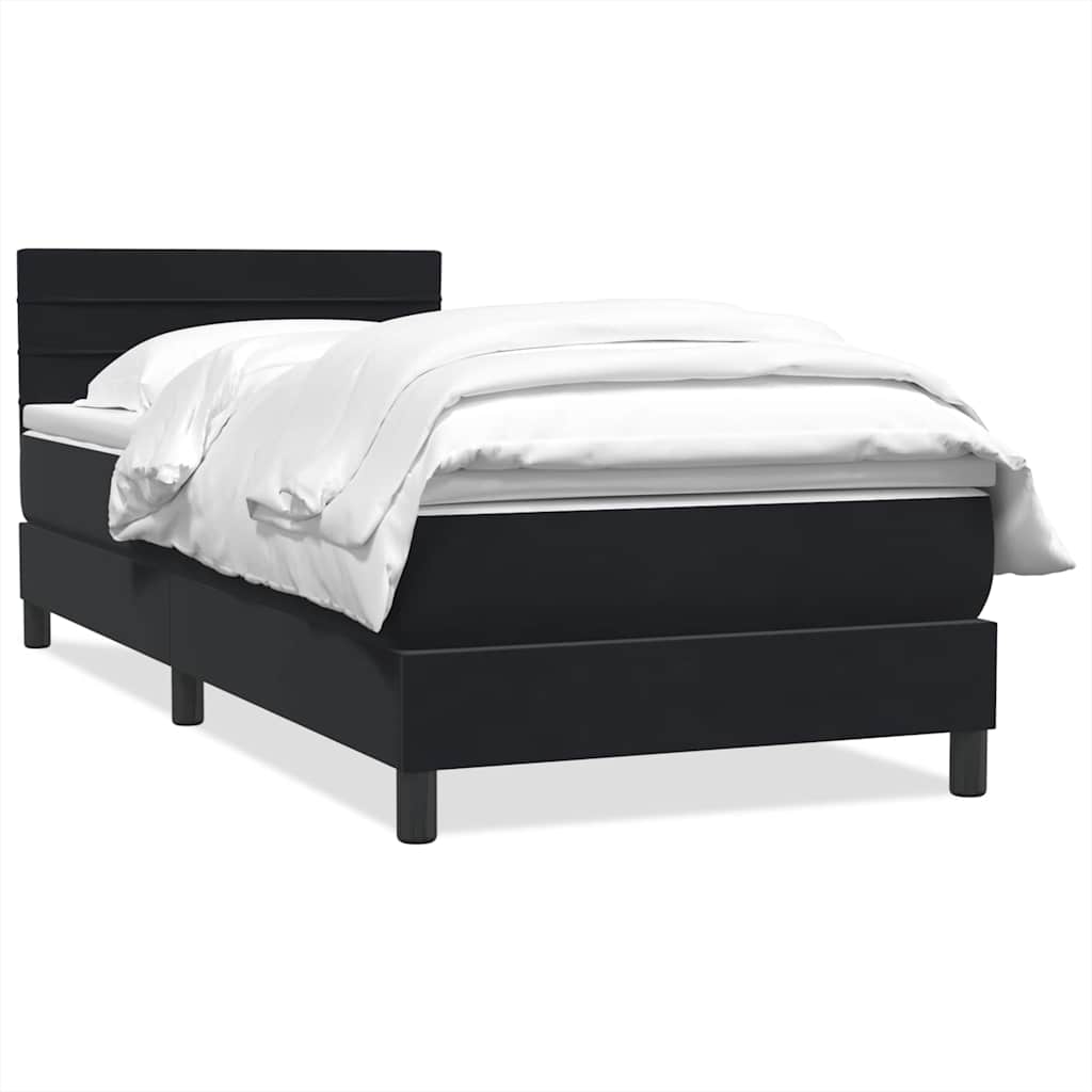 Box Spring Κρεβάτι με στρώμα Μαύρο 100x220 εκ. Βελούδινο - Pakobazaar