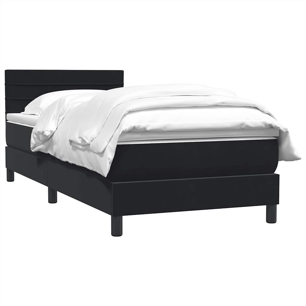 Box Spring Κρεβάτι με στρώμα Μαύρο 100x220 εκ. Βελούδινο - Pakobazaar