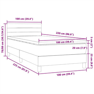 Box Spring Κρεβάτι με στρώμα Μαύρο 100x220 εκ. Βελούδινο - Pakobazaar
