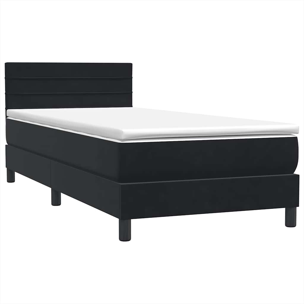 Box Spring Κρεβάτι με στρώμα Μαύρο 100x220 εκ. Βελούδινο - Pakobazaar
