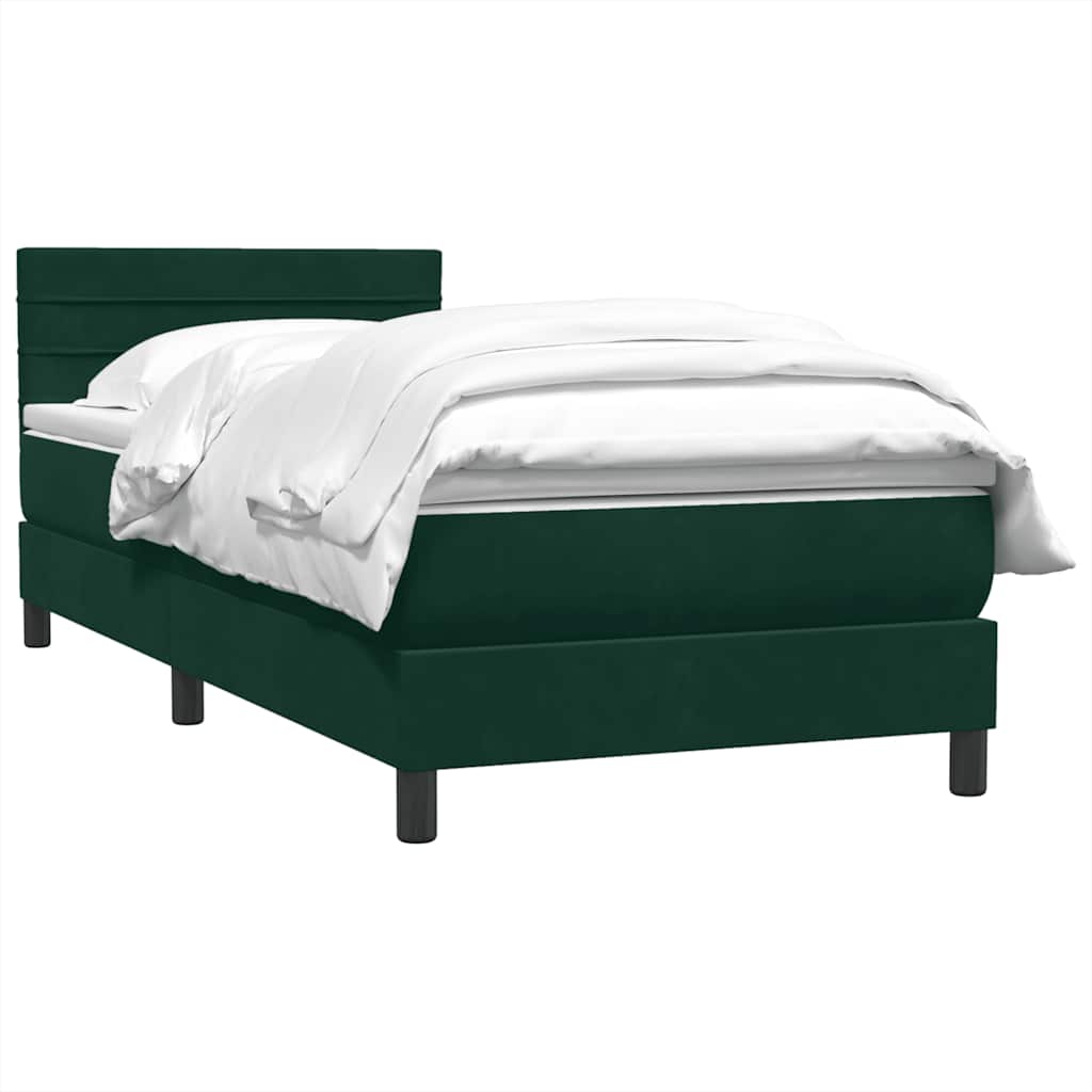 Box Spring κρεβάτι με στρώμα σκούρο πράσινο 100x220cm Βελούδινο - Pakobazaar