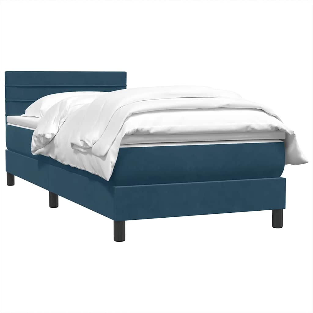 Box Spring κρεβάτι με στρώμα σκούρο μπλε 100x220 cm Βελούδινο - Pakobazaar