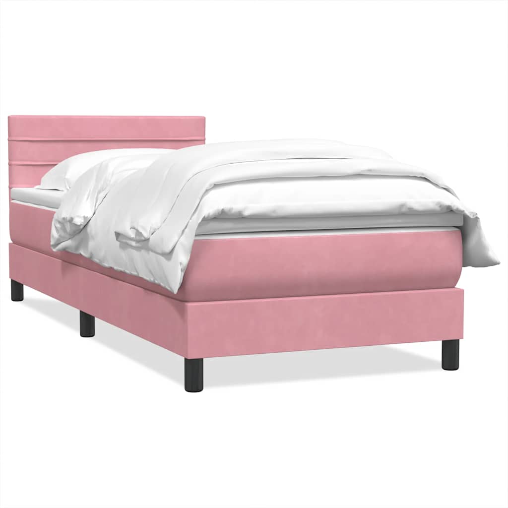 Box Spring κρεβάτι με στρώμα ροζ 100x220 cm Βελούδινο - Pakobazaar