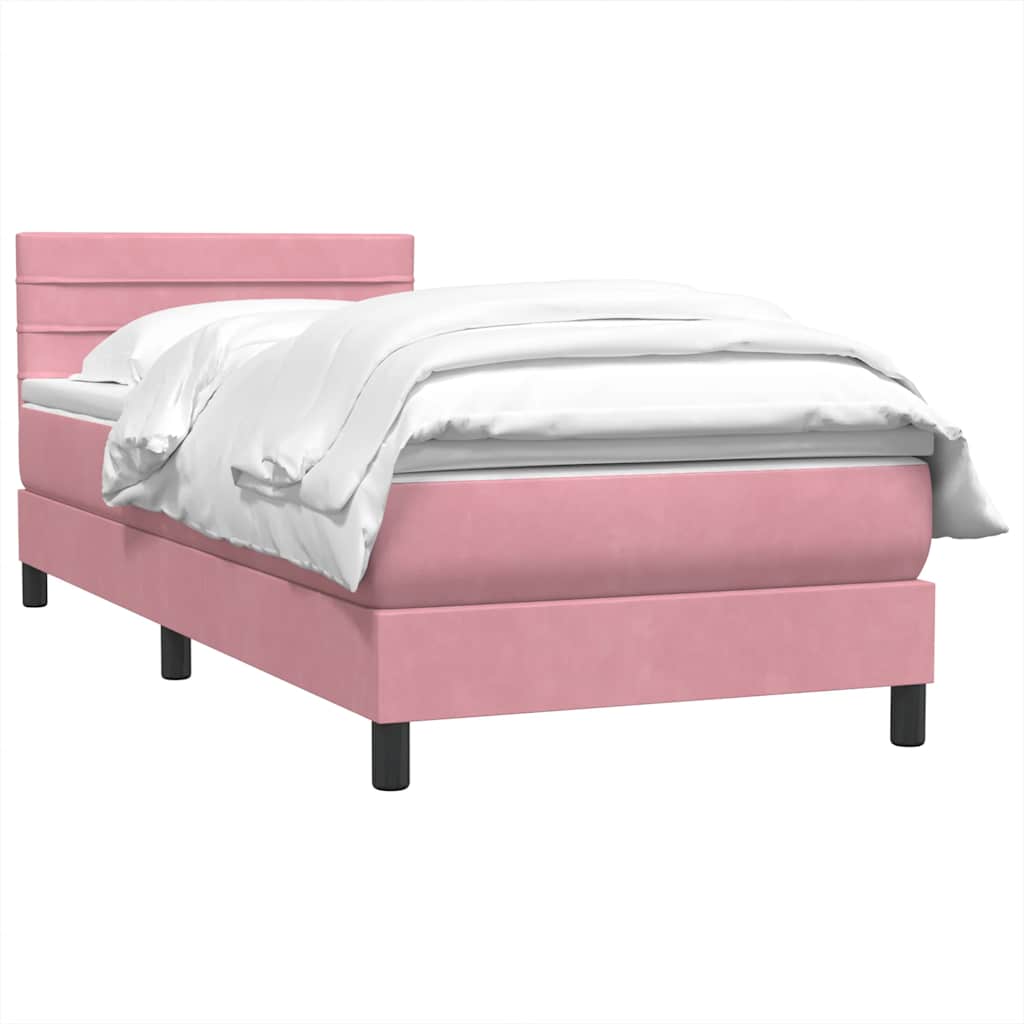 Box Spring κρεβάτι με στρώμα ροζ 100x220 cm Βελούδινο - Pakobazaar