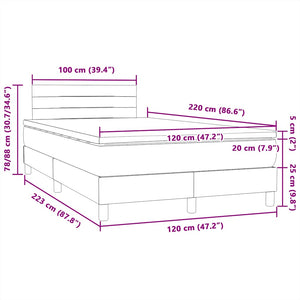 Κρεβάτι Boxspring με Στρώμα Ανοιχτό Γκρι 120x220 εκ. Βελούδινο - Pakobazaar