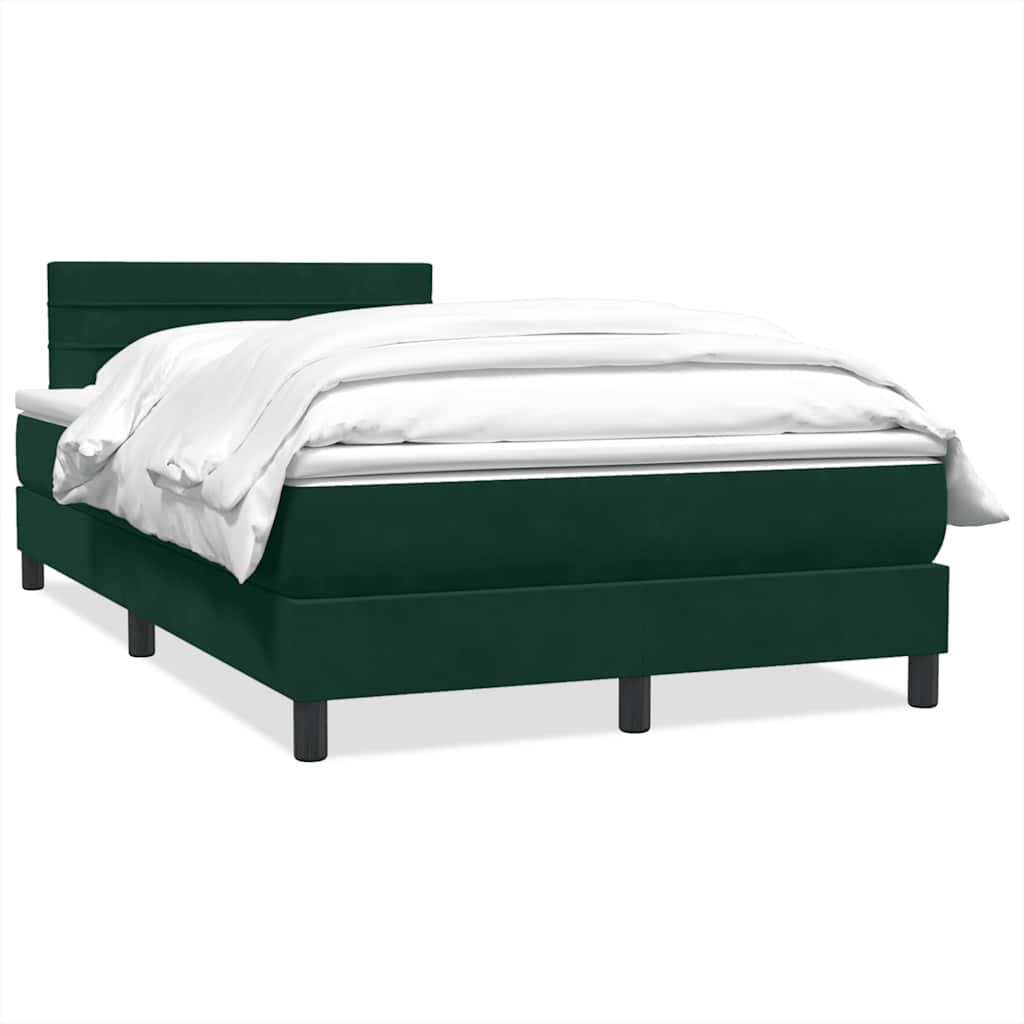 Box Spring κρεβάτι με στρώμα σκούρο πράσινο 120x220cm Βελούδινο