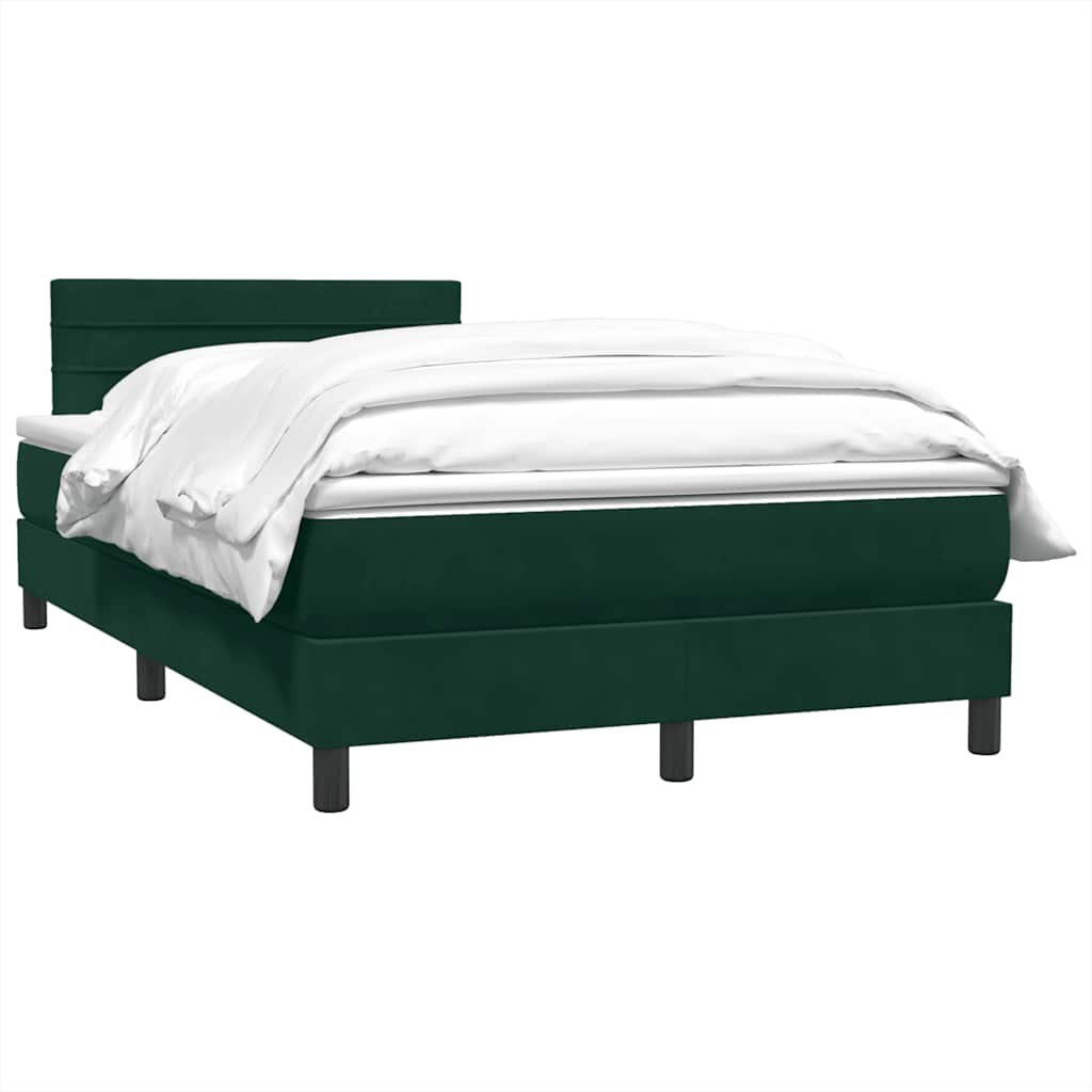 Box Spring κρεβάτι με στρώμα σκούρο πράσινο 120x220cm Βελούδινο