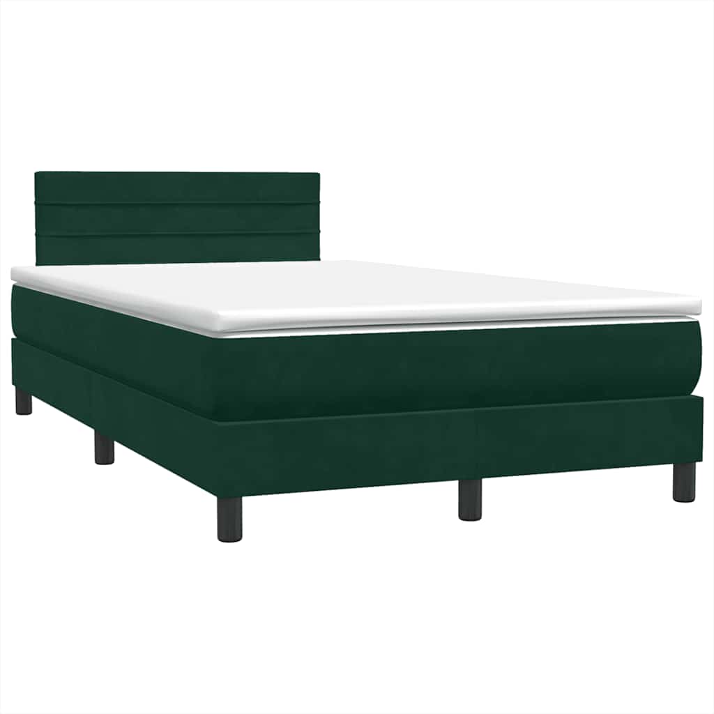Box Spring κρεβάτι με στρώμα σκούρο πράσινο 120x220cm Βελούδινο