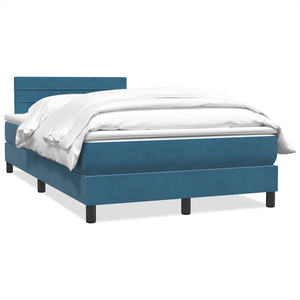 Box Spring κρεβάτι με στρώμα σκούρο μπλε 120x220 cm Βελούδινο