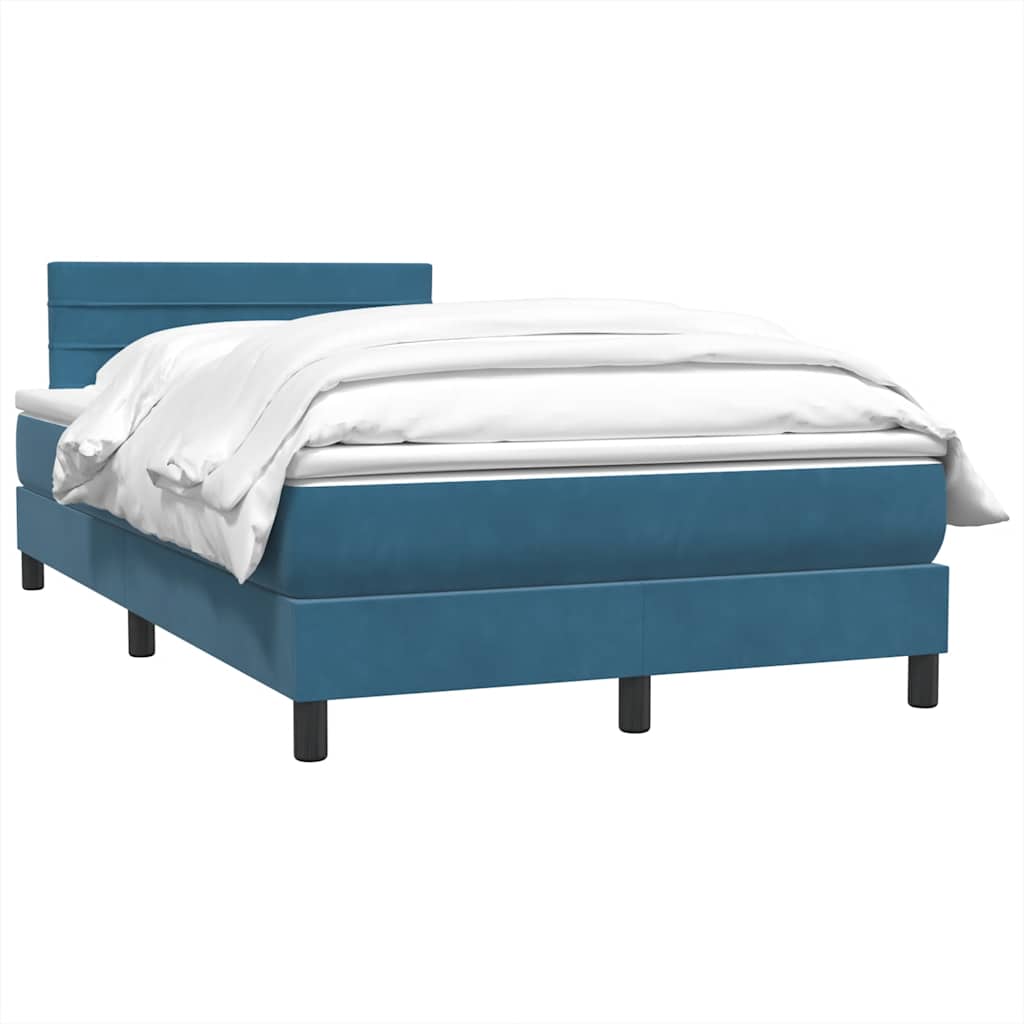 Box Spring κρεβάτι με στρώμα σκούρο μπλε 120x220 cm Βελούδινο