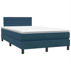 Box Spring κρεβάτι με στρώμα σκούρο μπλε 120x220 cm Βελούδινο