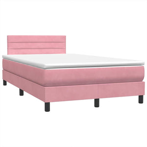 Box Spring κρεβάτι με στρώμα ροζ 120x220 cm Βελούδινο