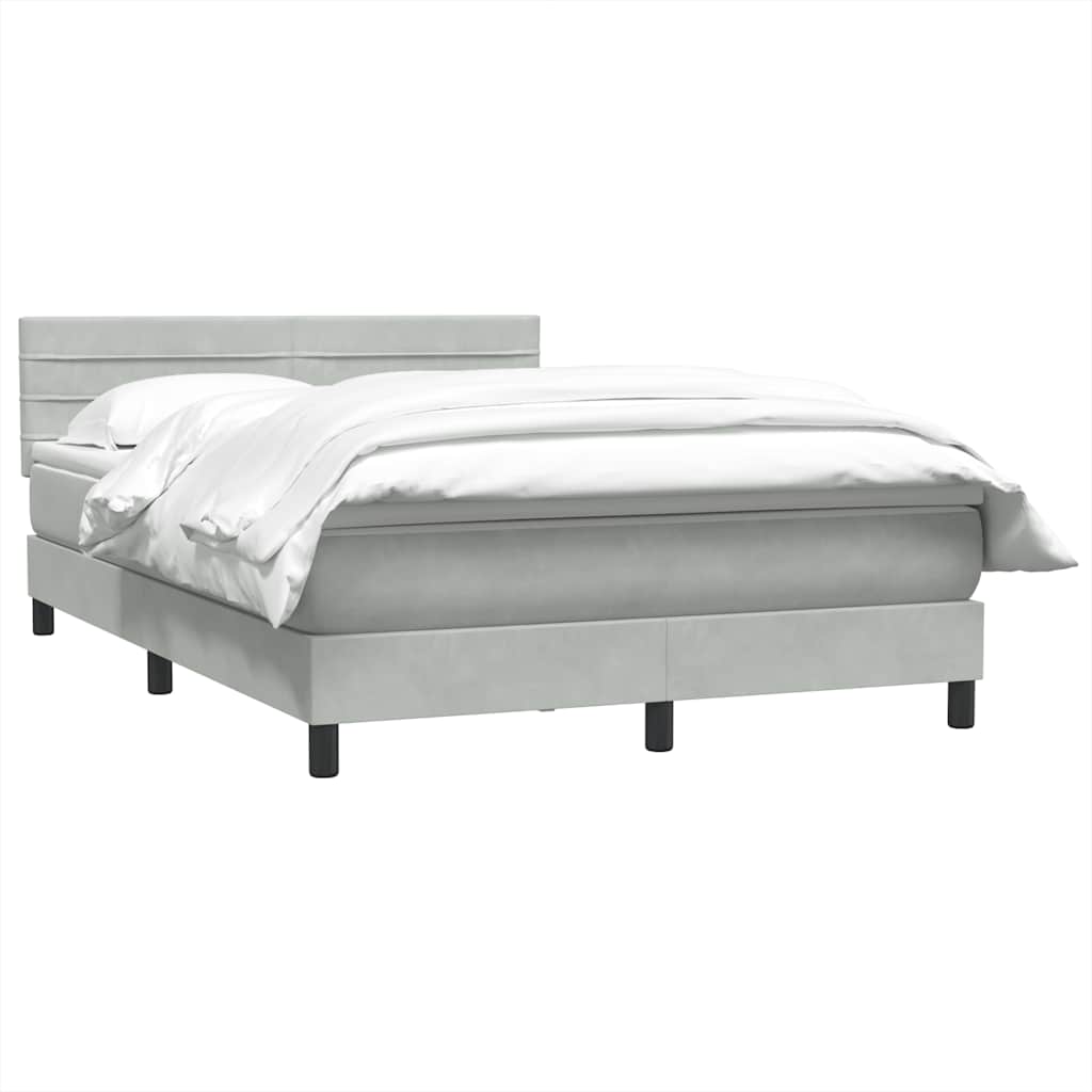 Κρεβάτι Boxspring με Στρώμα Ανοιχτό Γκρι 160x220 εκ. Βελούδινο
