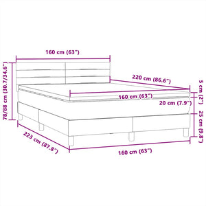 Κρεβάτι Boxspring με Στρώμα Ανοιχτό Γκρι 160x220 εκ. Βελούδινο