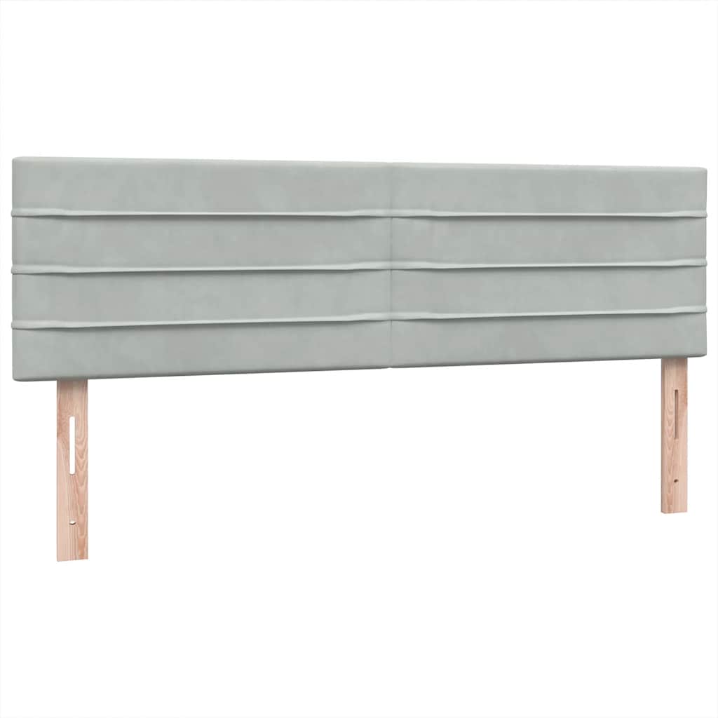Κρεβάτι Boxspring με Στρώμα Ανοιχτό Γκρι 160x220 εκ. Βελούδινο
