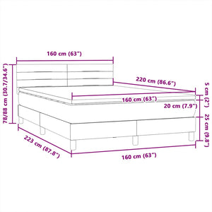Box Spring Κρεβάτι με στρώμα Μαύρο 160x220 cm Βελούδινο - Pakobazaar