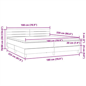 Box Spring κρεβάτι με στρώμα ανοιχτό γκρι 180x220 cm Βελούδινο - Pakobazaar