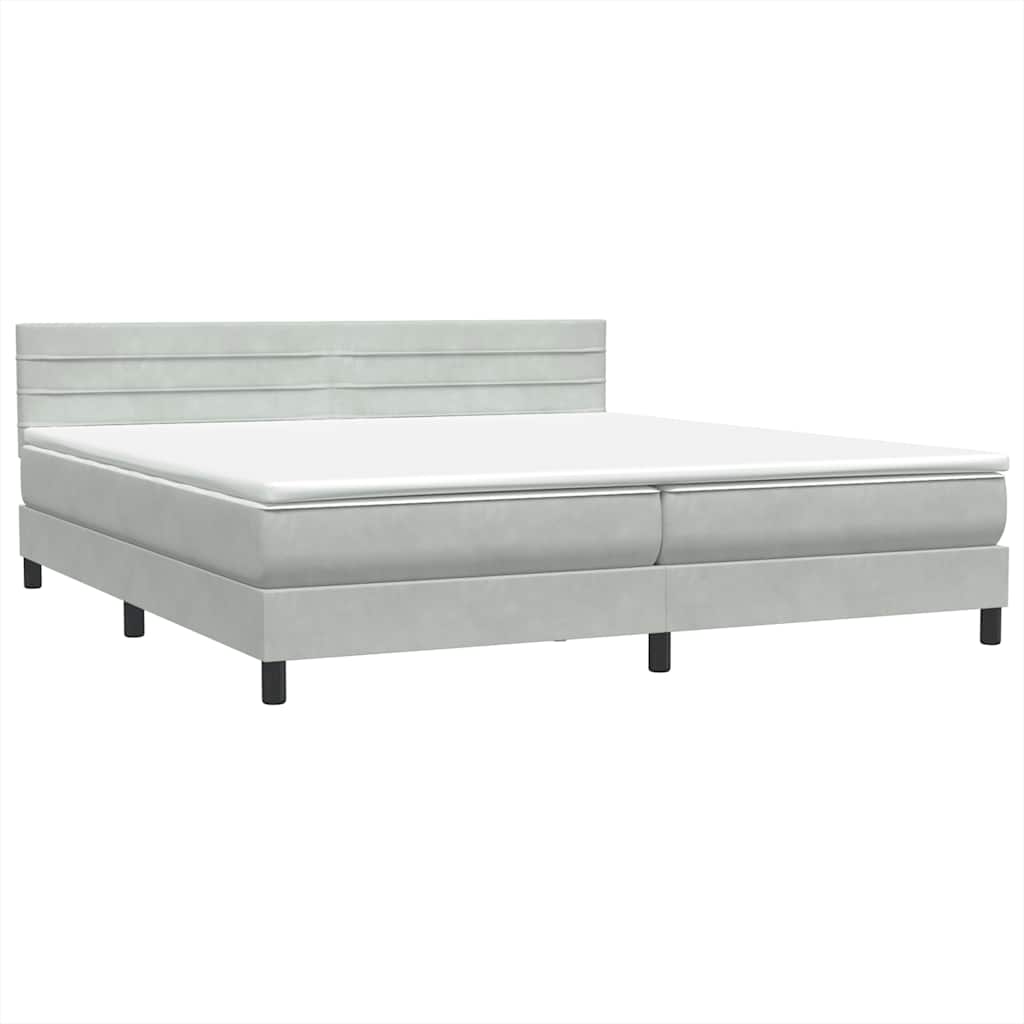 Box Spring κρεβάτι με στρώμα ανοιχτό γκρι 180x220 cm Βελούδινο