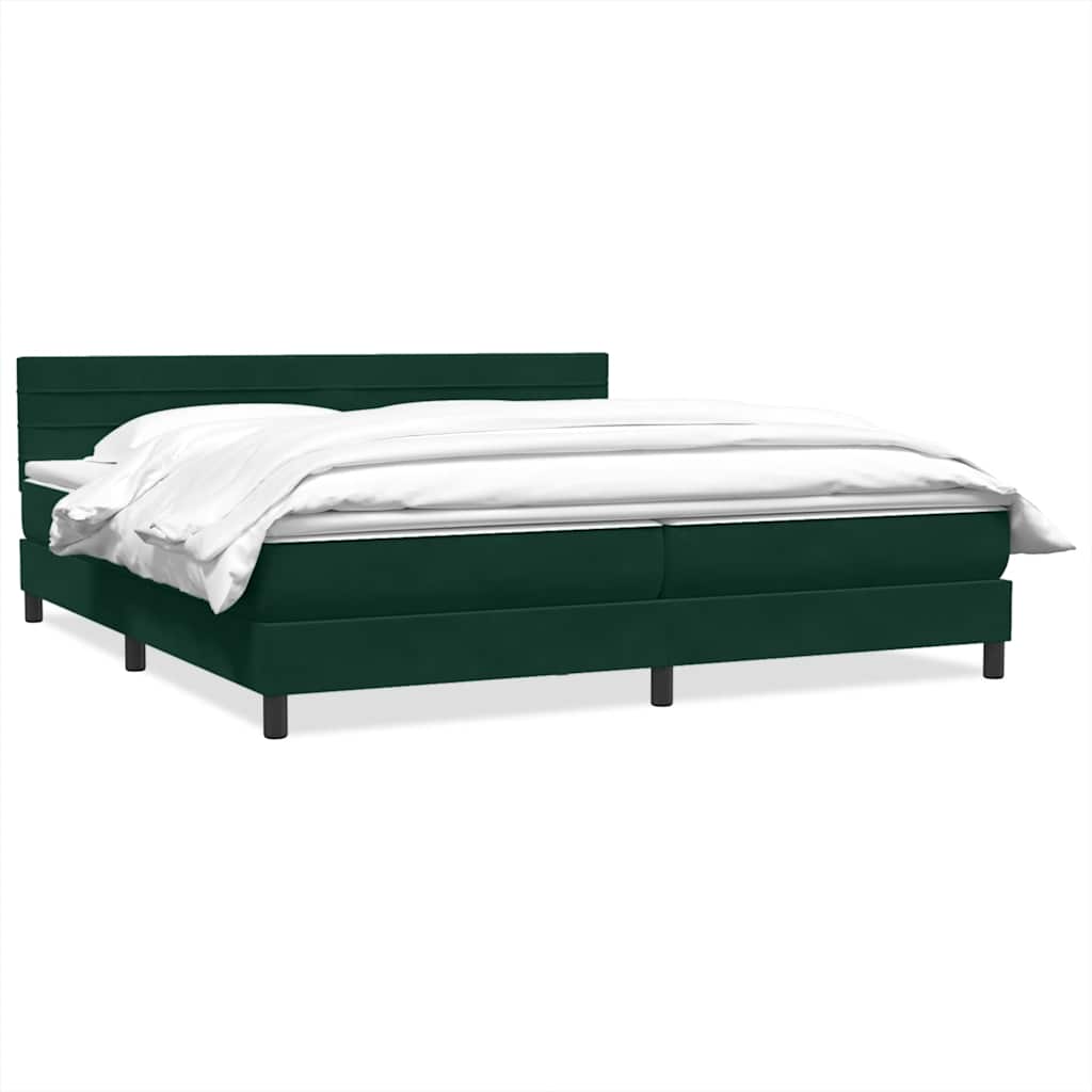 Box Spring κρεβάτι με στρώμα σκούρο πράσινο 180x220cm Βελούδινο - Pakobazaar