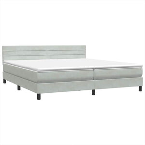 Box Spring κρεβάτι με στρώμα ανοιχτό γκρι 200x220 εκ. Βελούδινο - Pakobazaar