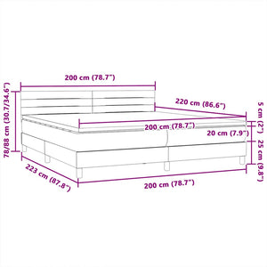 Box Spring Κρεβάτι με στρώμα Σκούρο γκρι 200x220 cm Βελούδινο - Pakobazaar