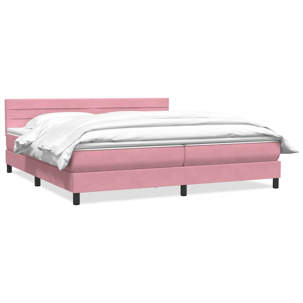 Box Spring κρεβάτι με στρώμα ροζ 200x220 cm Βελούδινο - Pakobazaar