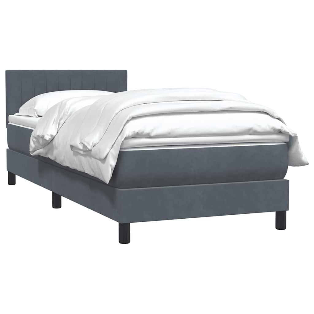 Box Spring Κρεβάτι με στρώμα Σκούρο γκρι 80x210 εκ. Βελούδινο