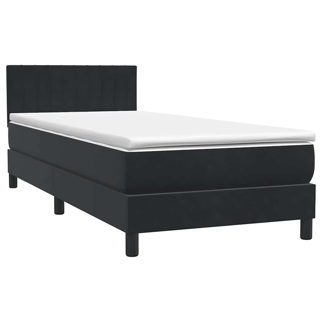 Box Spring Κρεβάτι με στρώμα Μαύρο 80x210 εκ. Βελούδινο