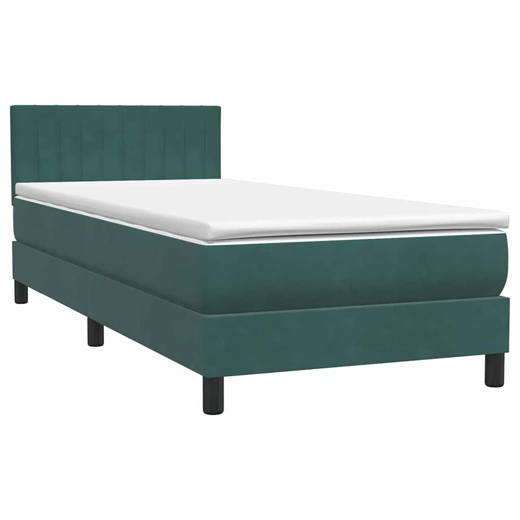 Box Spring Κρεβάτι με στρώμα Σκούρο πράσινο 80x210 cm Velvet - Pakobazaar