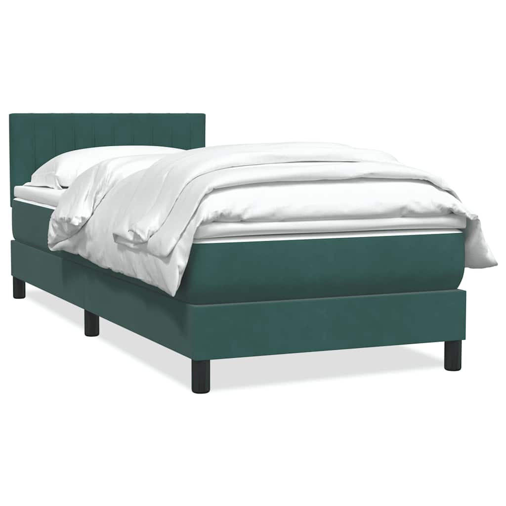 Box Spring Κρεβάτι με στρώμα Σκούρο πράσινο 80x210 cm Velvet - Pakobazaar