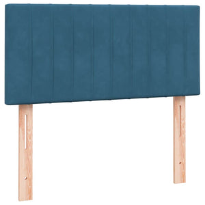 Box Spring κρεβάτι με στρώμα σκούρο μπλε 80x210 εκ. Βελούδινο