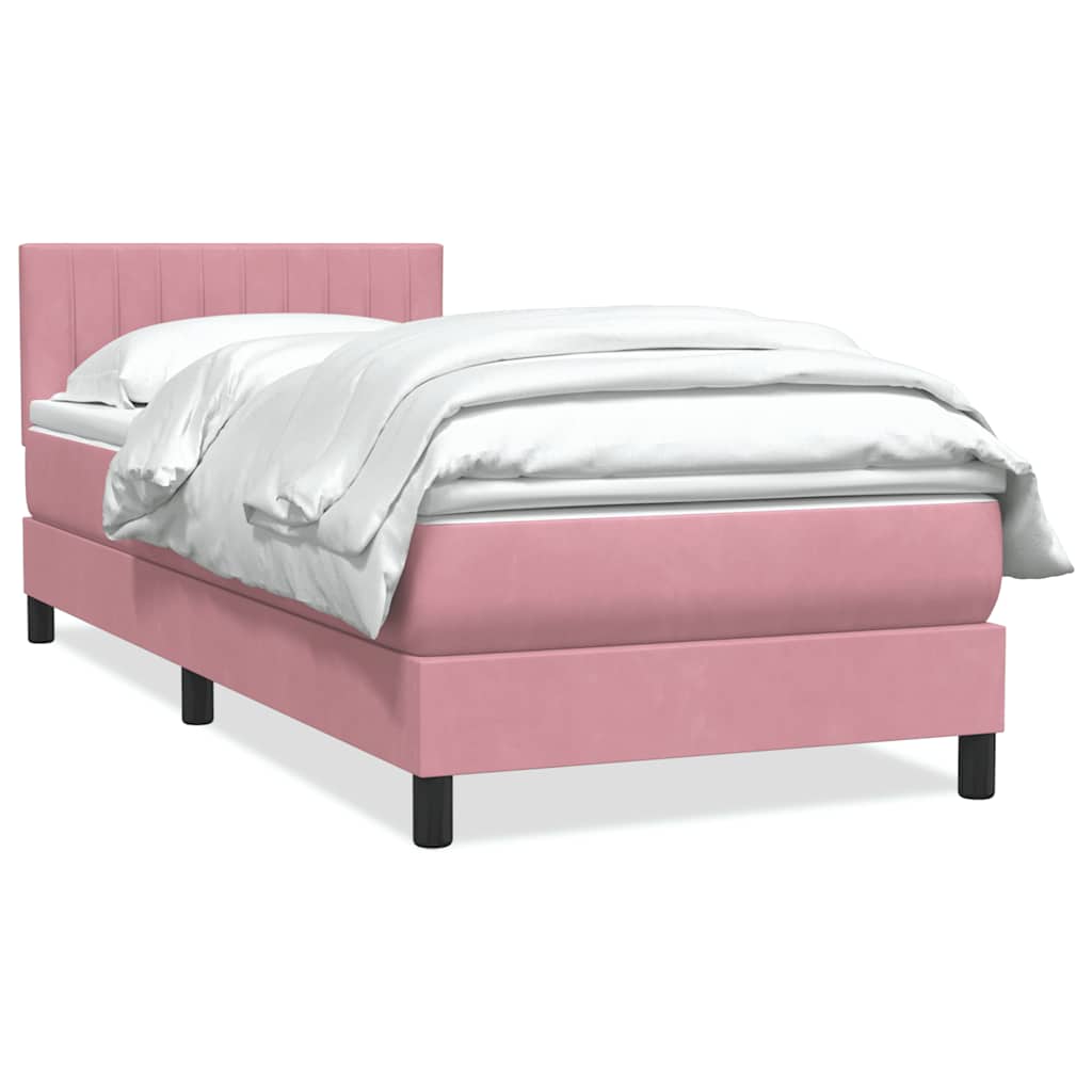 Box Spring κρεβάτι με στρώμα ροζ 80x210 εκ. Βελούδινο - Pakobazaar