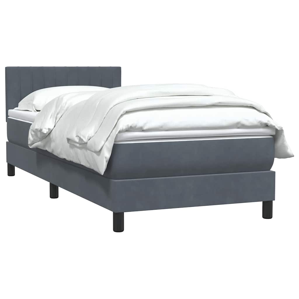 Κρεβάτι Boxspring με Στρώμα Σκούρο Γκρι 90x210 εκ. Βελούδινο - Pakobazaar