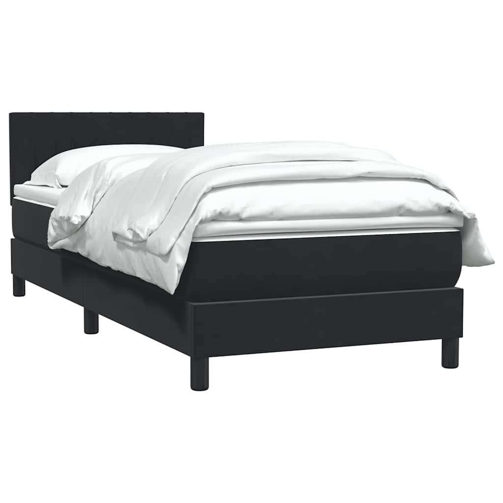 Κρεβάτι Boxspring με Στρώμα Μαύρο 90x210 εκ. Βελούδινο - Pakobazaar