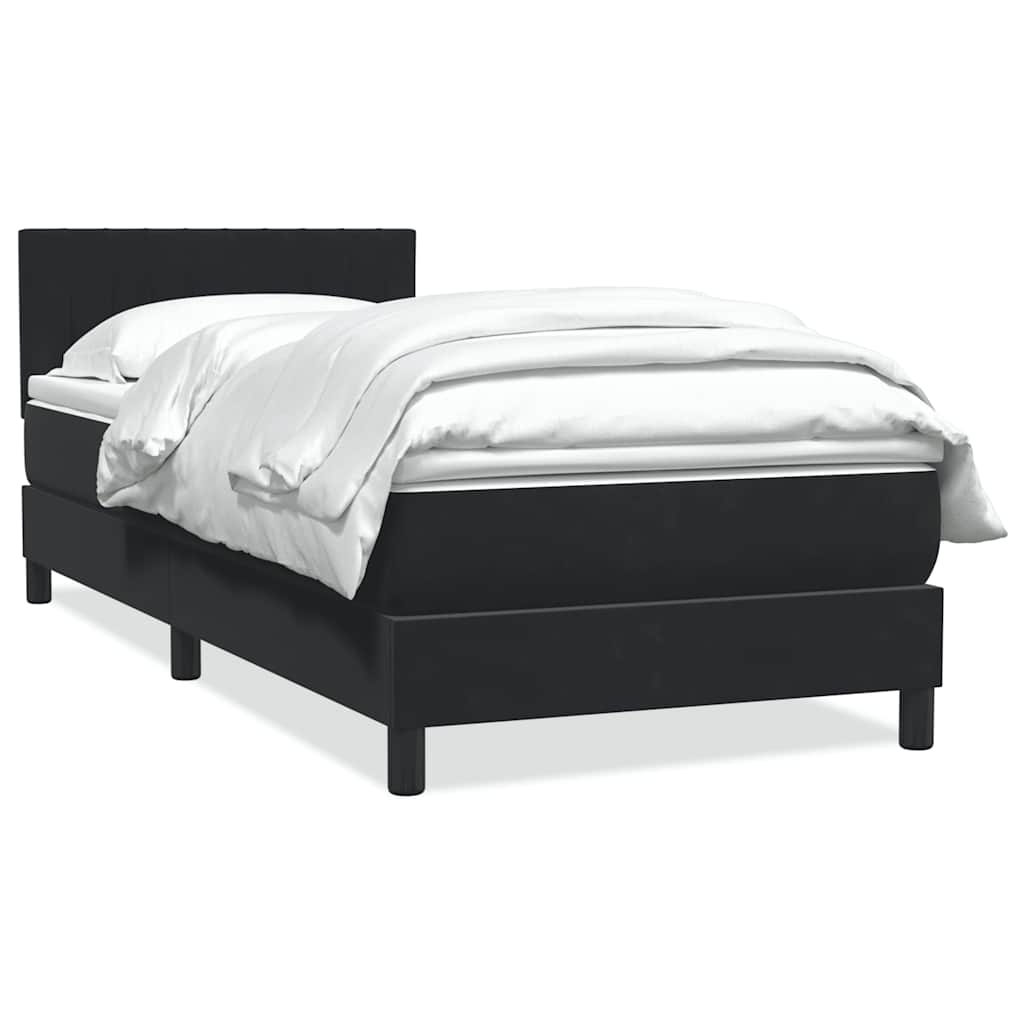 Κρεβάτι Boxspring με Στρώμα Μαύρο 90x210 εκ. Βελούδινο - Pakobazaar