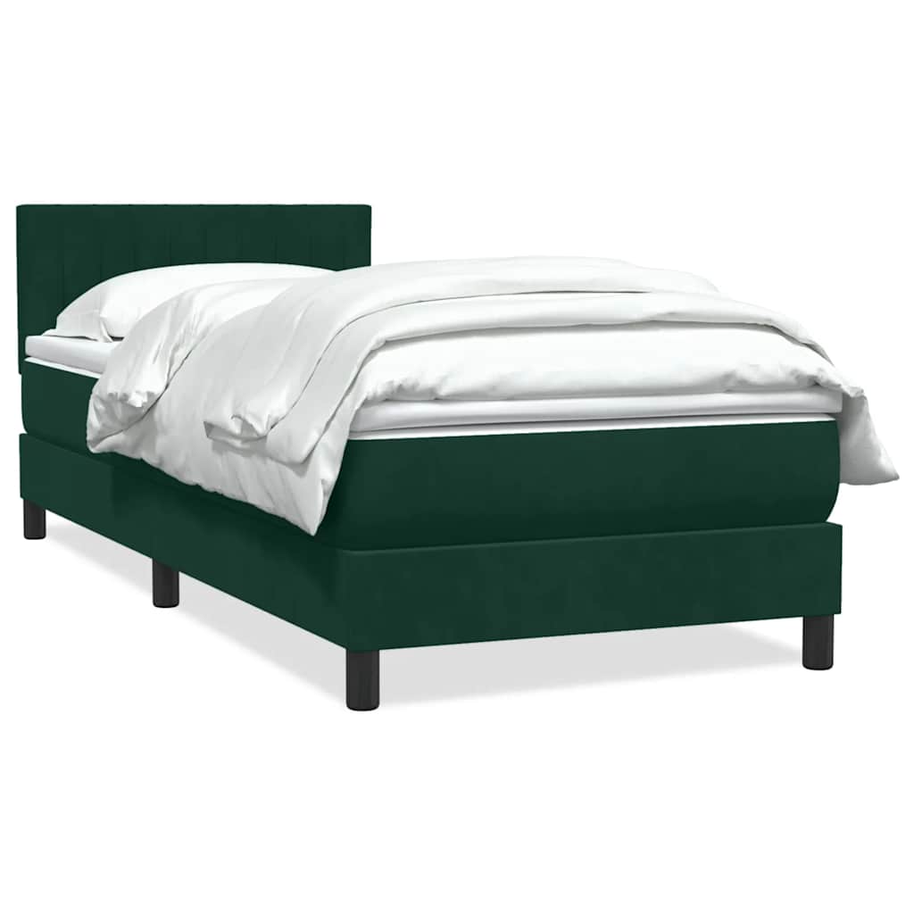 Box Spring κρεβάτι με στρώμα σκούρο πράσινο 90x210εκ. Βελούδινο