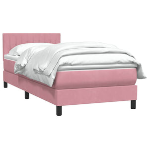 Box Spring κρεβάτι με στρώμα ροζ 90x210 εκ. Βελούδινο