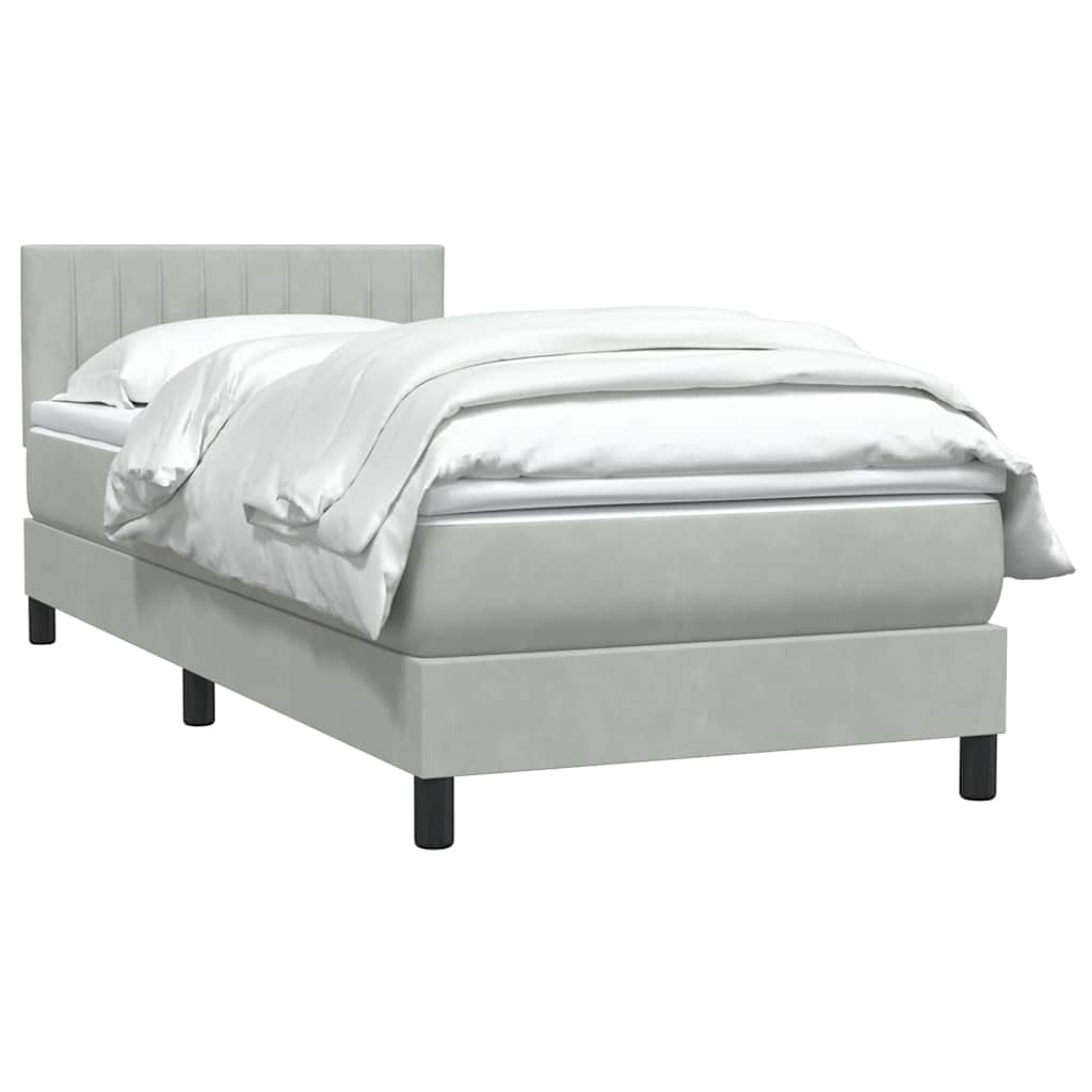 Κρεβάτι Boxspring με Στρώμα Ανοιχτό Γκρι 100x210 εκ. Βελούδινο - Pakobazaar