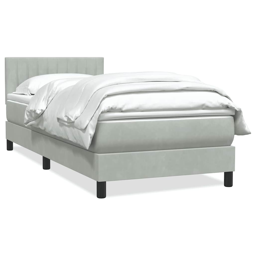 Κρεβάτι Boxspring με Στρώμα Ανοιχτό Γκρι 100x210 εκ. Βελούδινο - Pakobazaar